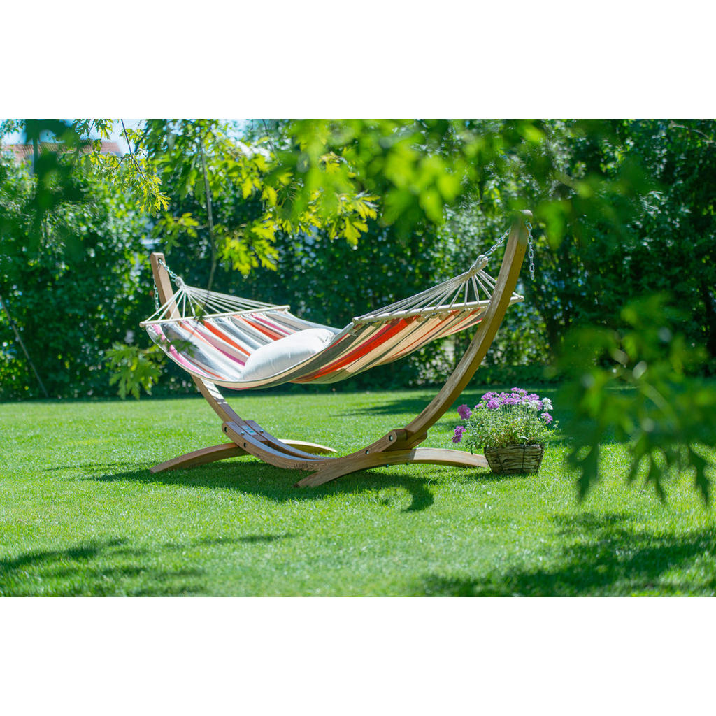 Thumbnail - La Siesta Hängematte, Blau, Orange, Rosa, Weiß, Holz, Eukalyptusholz, Schichtholz, 320x120x120 cm, Fsc, wetterbeständig,...