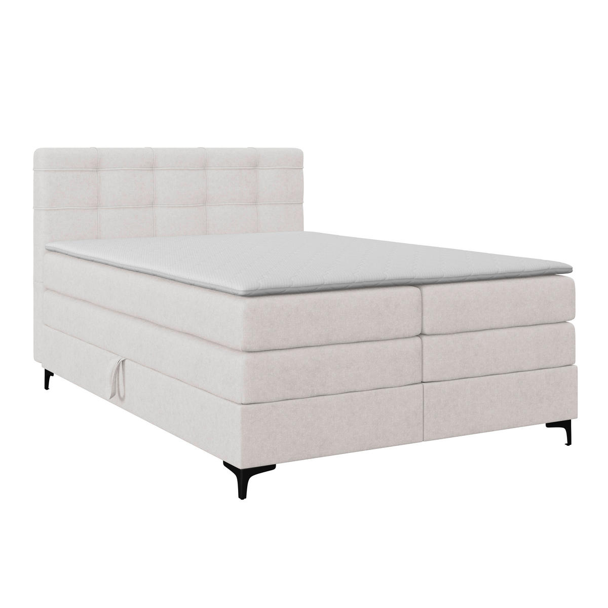 BOXSPRINGBETT 140/200 cm,  in Champagner, H3 = fest  - Champagner/Schwarz, KONVENTIONELL, Kunststoff/Textil (140/200cm)