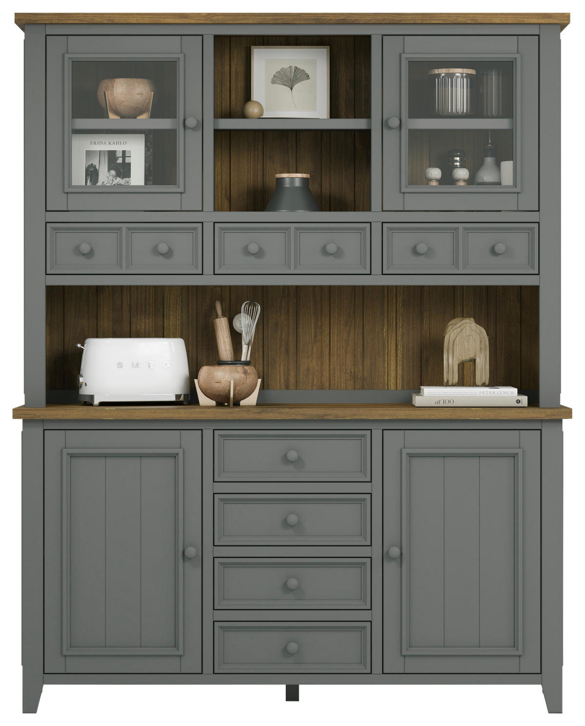 BUFFET 159/200/40 cm  in Anthrazit, Eiche dunkel  - Eiche dunkel/Anthrazit, MODERN, Glas/Holz (159/200/40cm) - MID.YOU