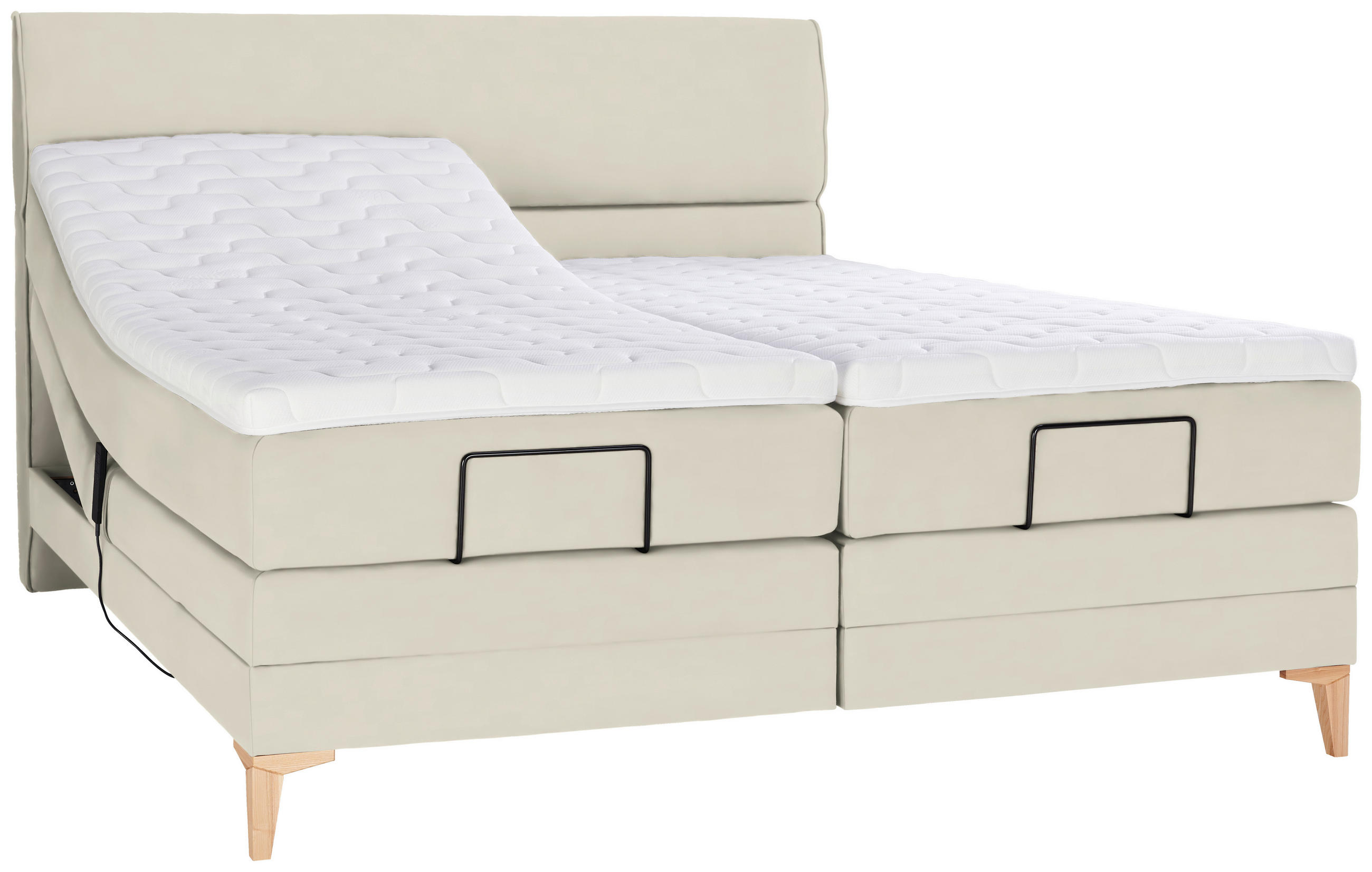 BOXSPRINGBETT 180/200 cm  in Hellgrau  - Eichefarben/Hellgrau, Konventionell, Holz/Textil (180/200cm) - Voleo