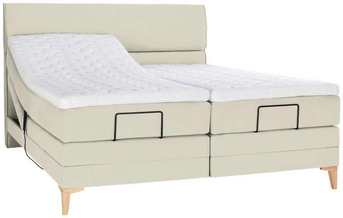 BOXSPRINGBETT 180/200 cm  in Hellgrau  - Eichefarben/Hellgrau, Konventionell, Holz/Textil (180/200cm) - Voleo