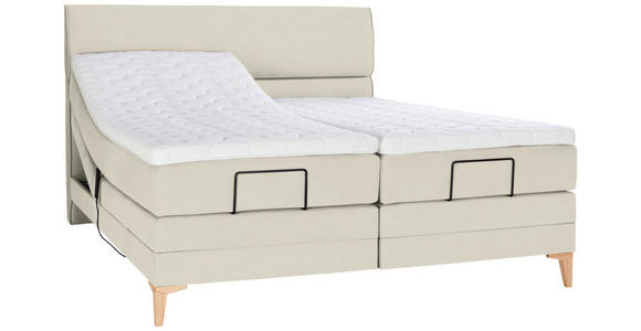 BOXSPRINGBETT 180/200 cm in Hellgrau - Eichefarben/Hellgrau, KONVENTIONELL, Holz/Textil (180/200cm) - Voleo