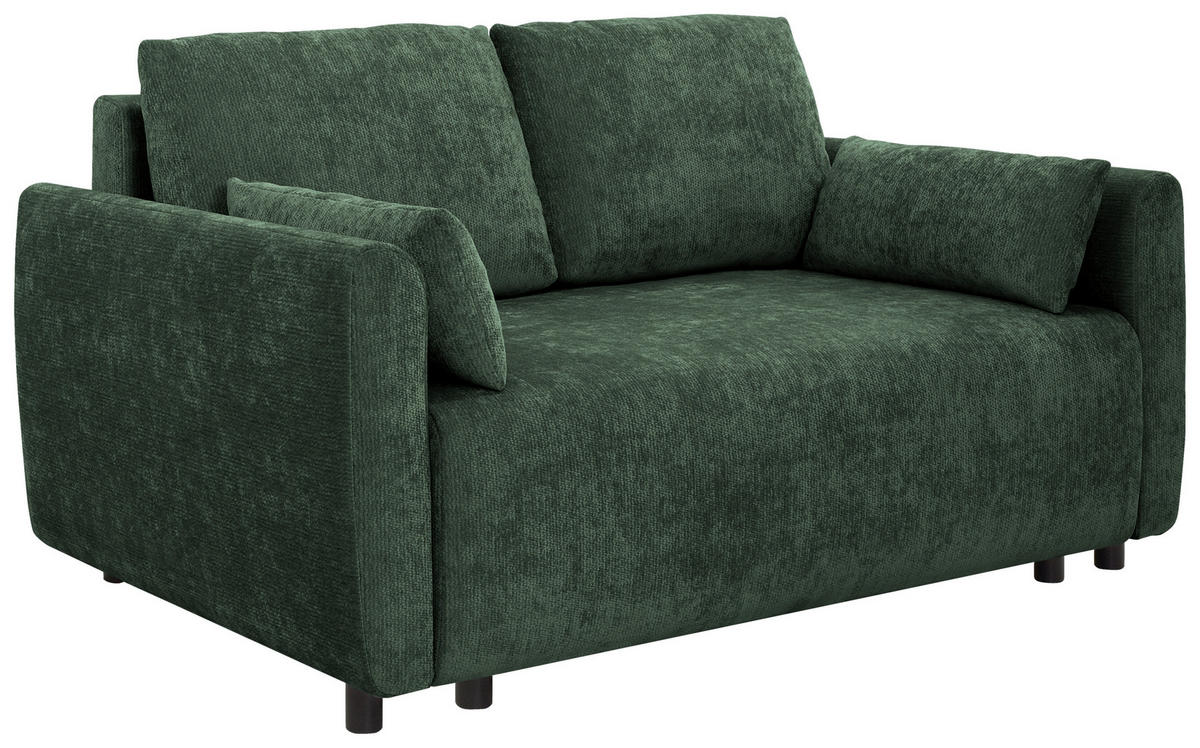 SCHLAFSOFA  in Chenille Waldgrün  - Waldgrün/Schwarz, KONVENTIONELL, Kunststoff/Textil (161/90/108cm) - Carryhome