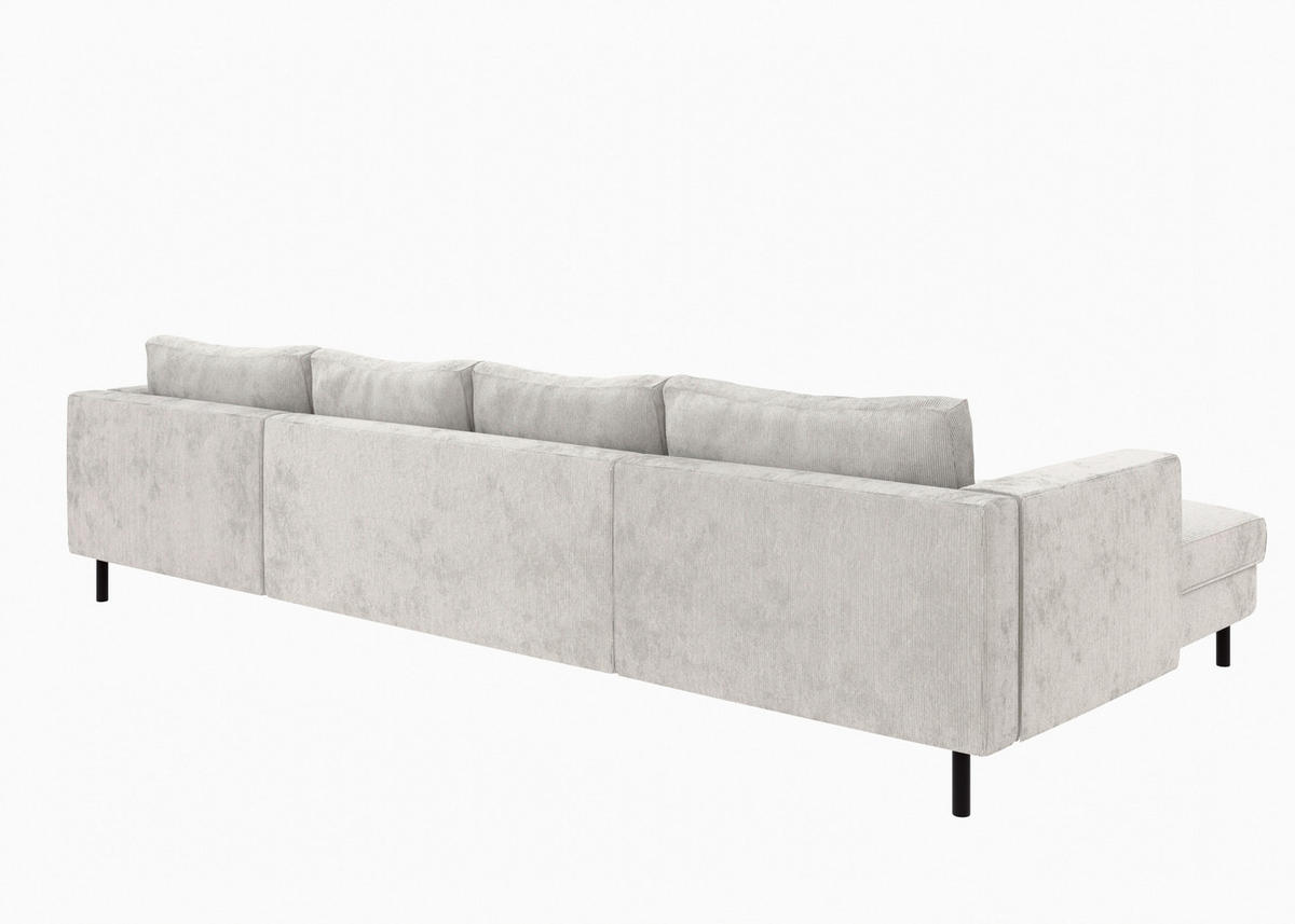 WOHNLANDSCHAFT Grau Cord  - Schwarz/Grau, MODERN, Textil/Metall (161/306/161cm) - Trendmanufaktur