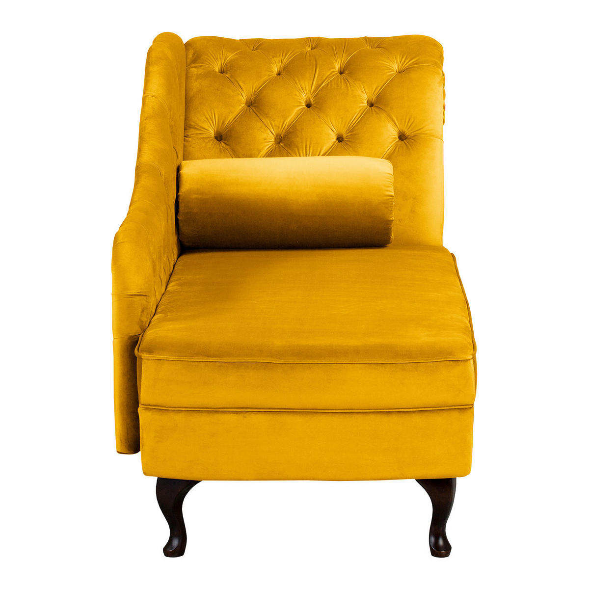 RÉCAMIERE Samt Senfgelb  - Senfgelb/Braun, Design, Holz/Textil (185/93/75cm) - Livetastic