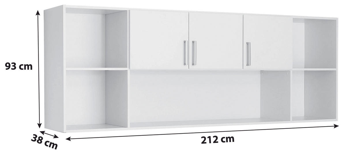 REGÁL - bílá/barvy stříbra, Design, kompozitní dřevo/plast (212/93/38cm) - MID.YOU