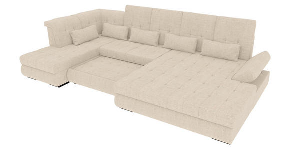 WOHNLANDSCHAFT  in Struktur Perlmutt  - Perlmutt/Schwarz, KONVENTIONELL, Kunststoff/Textil (222/358/212cm) - Carryhome