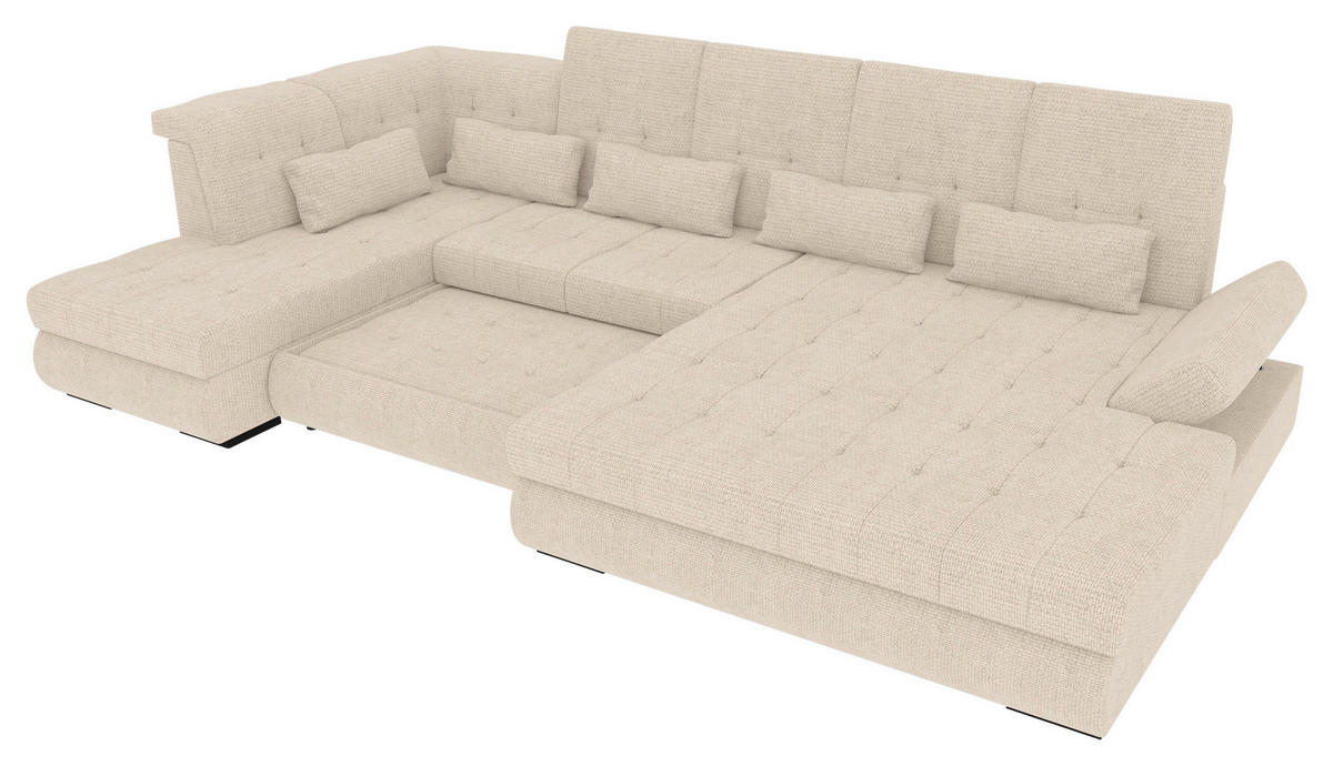 WOHNLANDSCHAFT Perlmutt Struktur  - Perlmutt/Schwarz, KONVENTIONELL, Kunststoff/Textil (222/358/212cm) - Carryhome