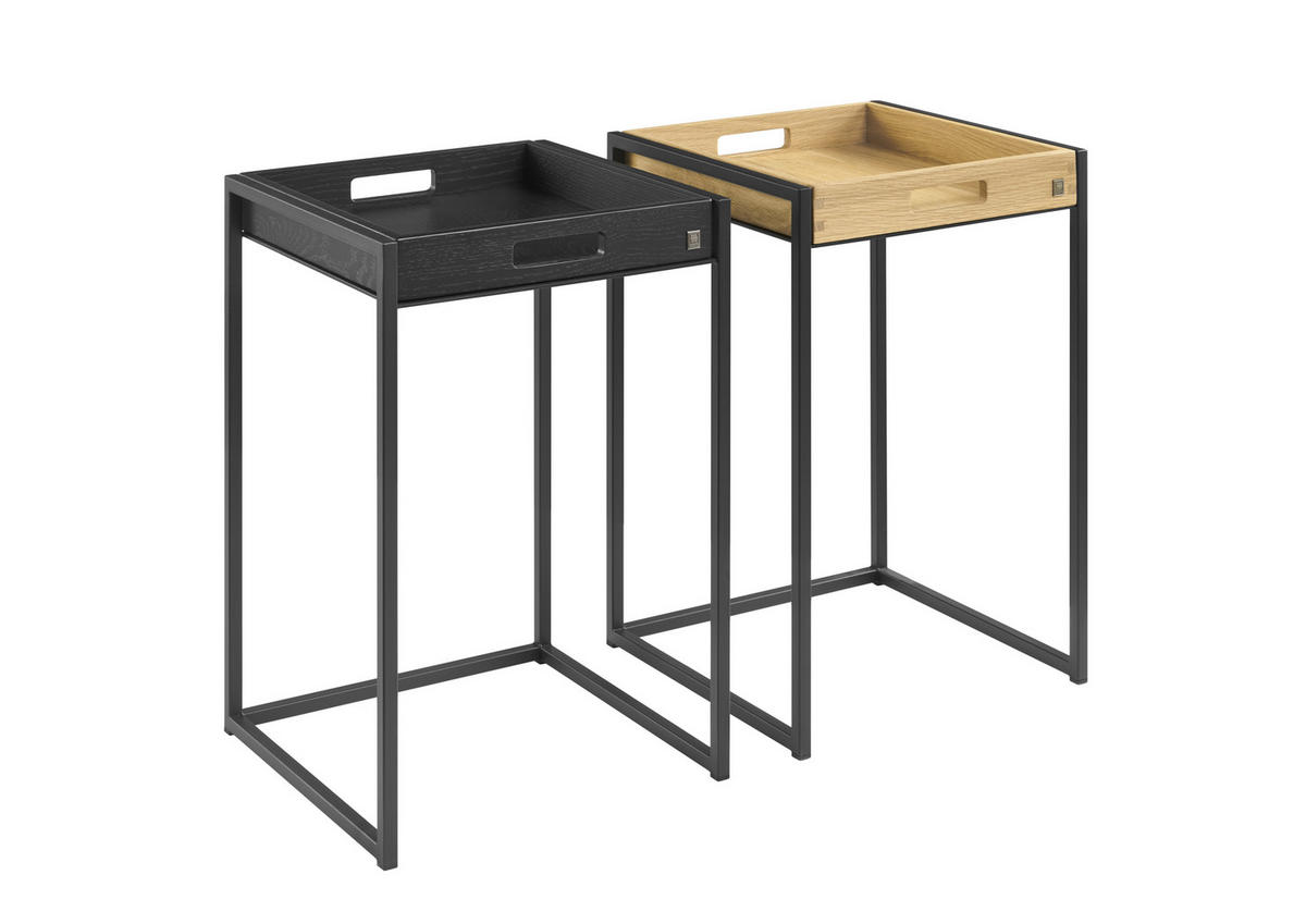 BEISTELLTISCH 38/38/58 cm Wildeiche massiv Anthrazit, Eichefarben quadratisch  - Eichefarben/Anthrazit, Design, Holz/Metall (38/38/58cm) - Musterring