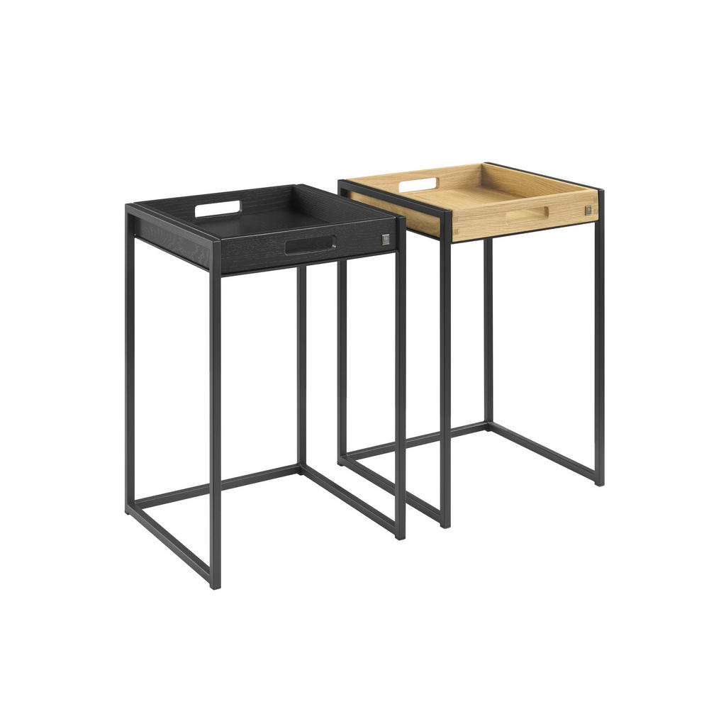 Thumbnail - Musterring Beistelltisch Justb!, Anthrazit, Eiche, Holz, Metall, Wildeiche, massiv, quadratisch, 38x58x38 cm, Goldenes M...