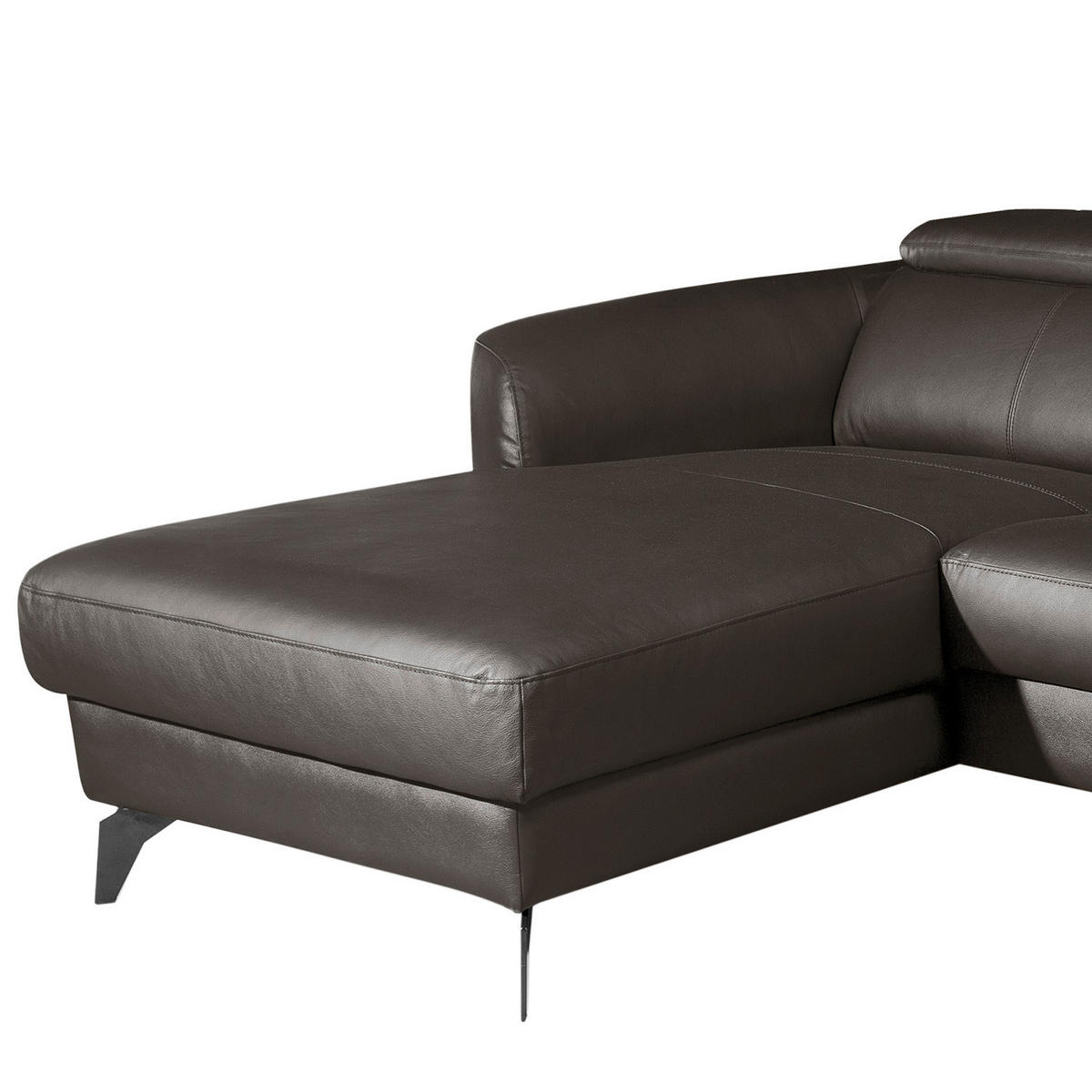 ECKSOFA Dunkelbraun Echtleder Lederlook  - Dunkelbraun/Schwarz, Design, Leder/Textil (183/261cm) - Livetastic