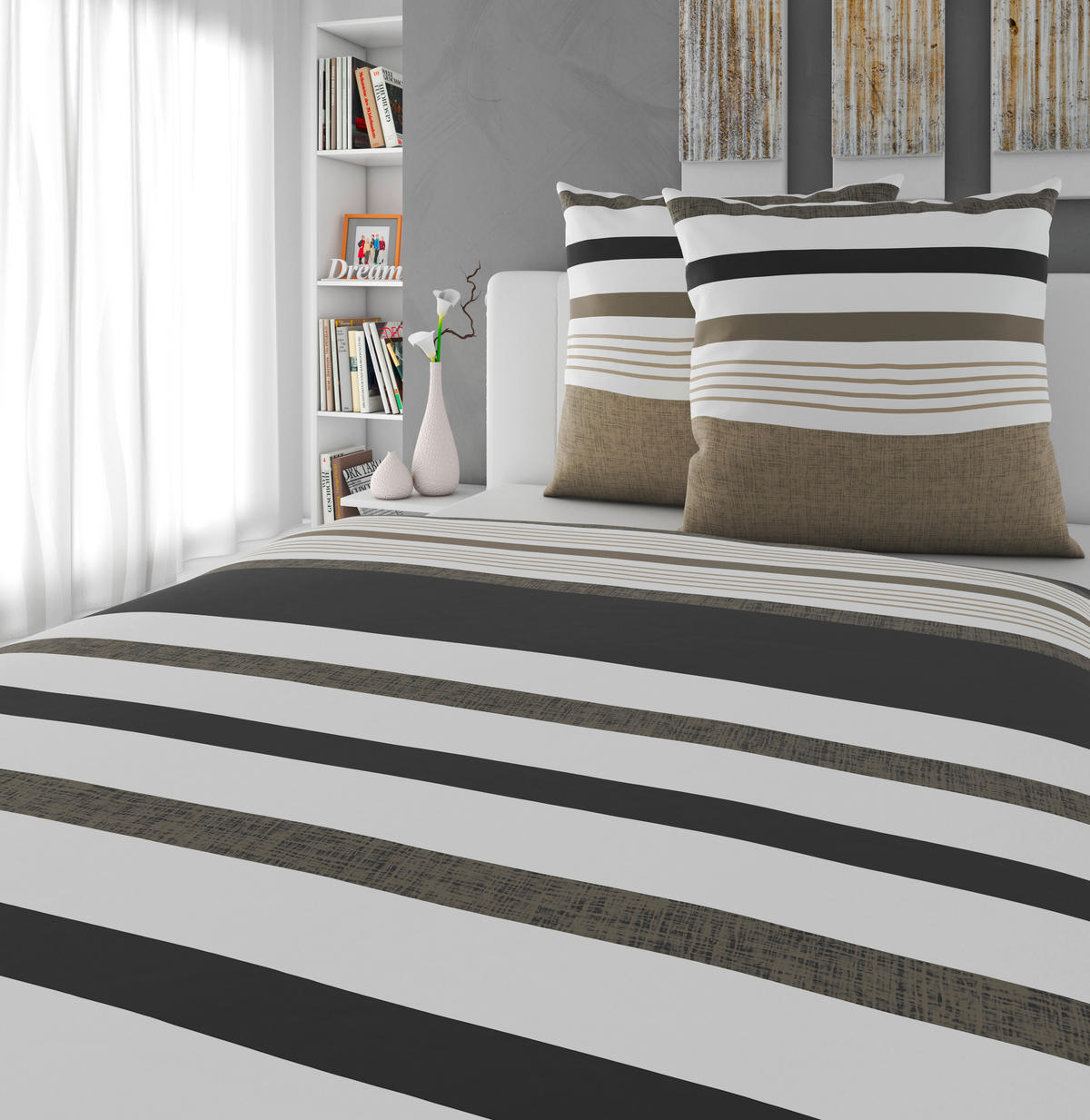 BETTWÄSCHE Elis Renforcé 200/200 cm  - Taupe, KONVENTIONELL, Textil (200/200cm) - Novel