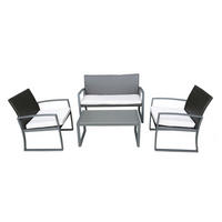 GARTENSET Stahl  - Weiß/Grau, Basics, Kunststoff/Textil - Gardenson