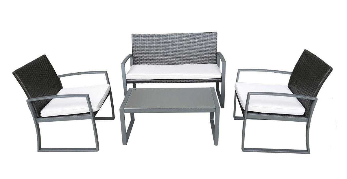 GARTENSET Stahl  - Weiß/Grau, Basics, Kunststoff/Textil - Gardenson