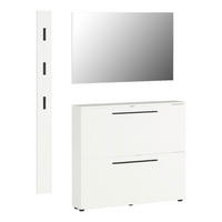 GARDEROBE 3-teilig  in 130/200/19 cm  - Weiß, Basics, Glas/Holzwerkstoff (130/200/19cm)