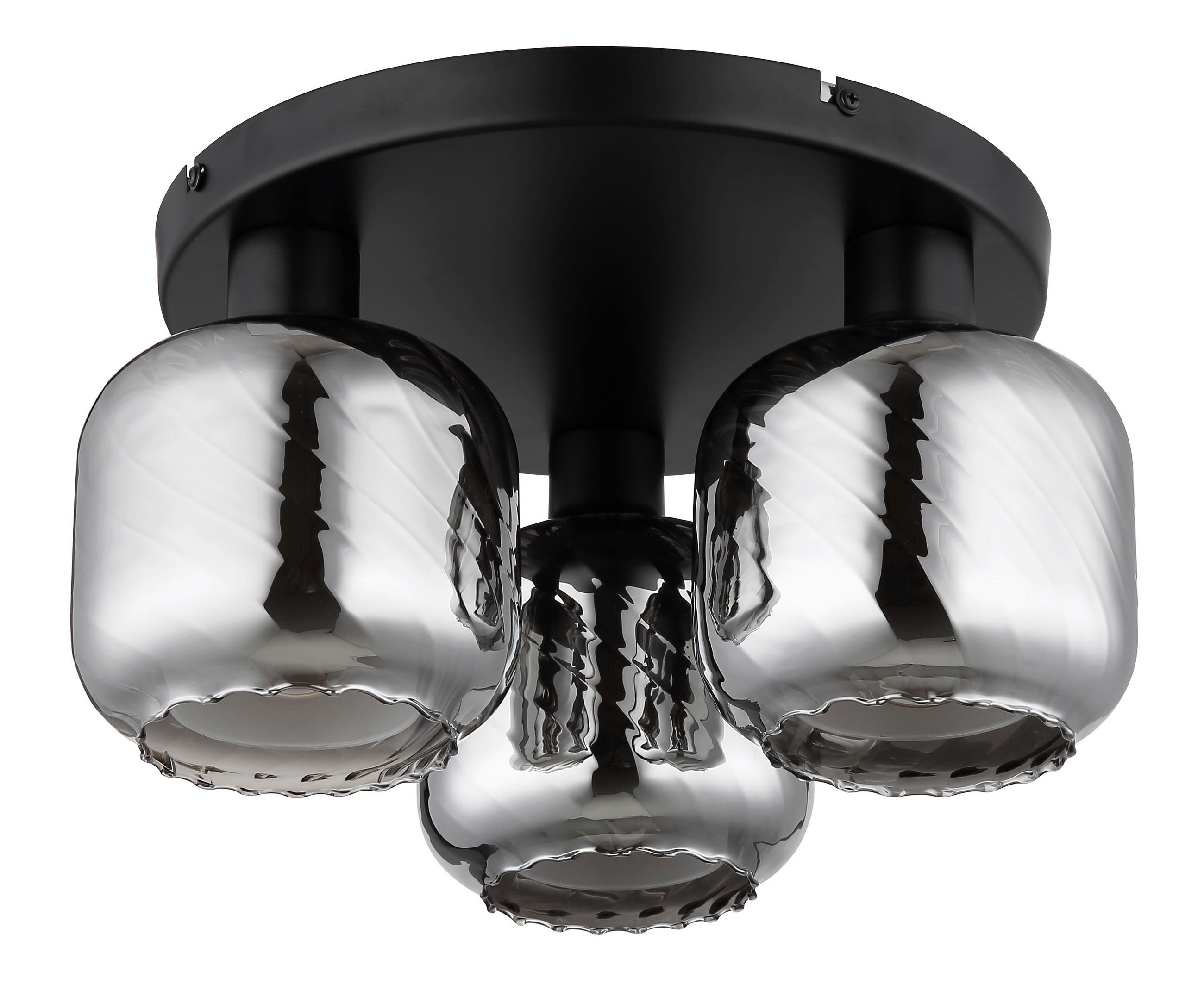 DECKENLEUCHTE  37/19 cm    - Opal/Schwarz, Design, Glas/Metall (37/19cm) - Globo