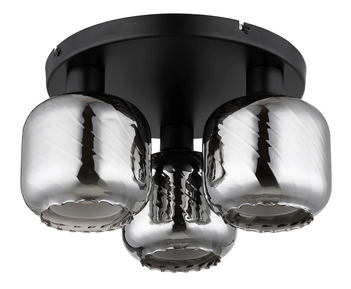 DECKENLEUCHTE XIA 37/19 cm   - Opal/Schwarz, Design, Glas/Metall (37/19cm) - Globo