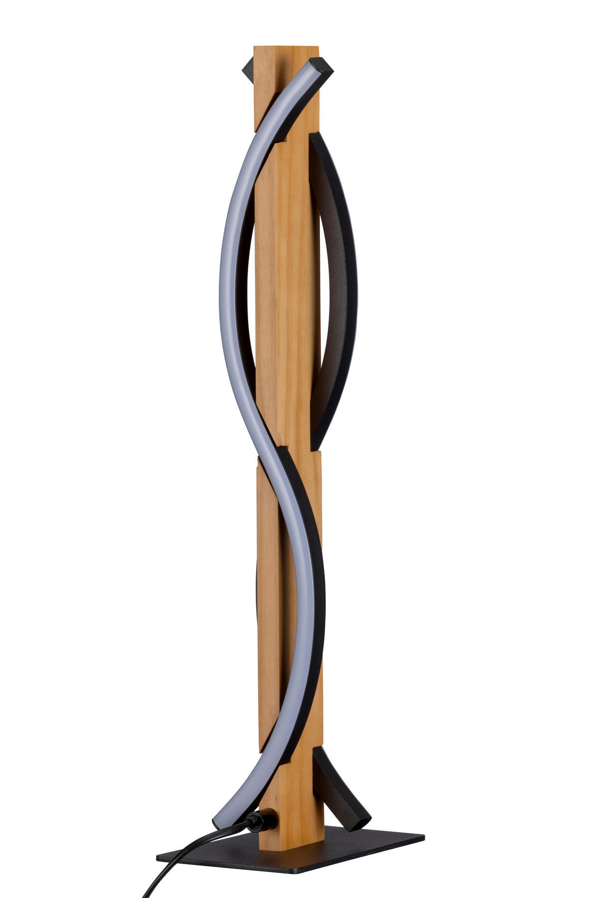 LED-TISCHLEUCHTE Zhang 15/48/10 cm   - Schwarz/Kieferfarben, Design, Holz/Kunststoff (15/48/10cm) - Novel