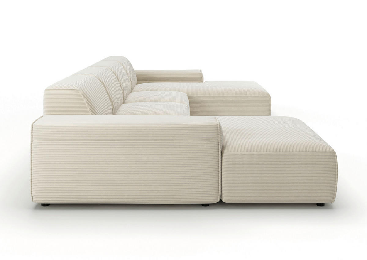 WOHNLANDSCHAFT Naturfarben Cord  - Schwarz/Naturfarben, MODERN, Kunststoff/Textil (189/340/189cm) - Pure Home Lifestyle