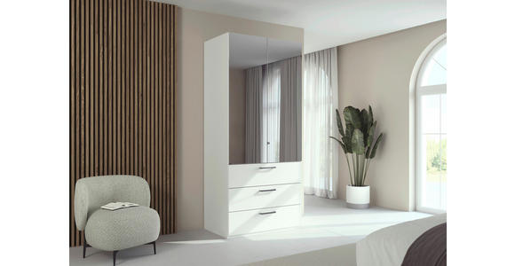 DREHTÜRENSCHRANK 101/235/61 cm,  in Weiß, 2-türig  - Chromfarben/Edelstahlfarben, Basics, Glas/Holzwerkstoff (101/235/61cm) - Novel