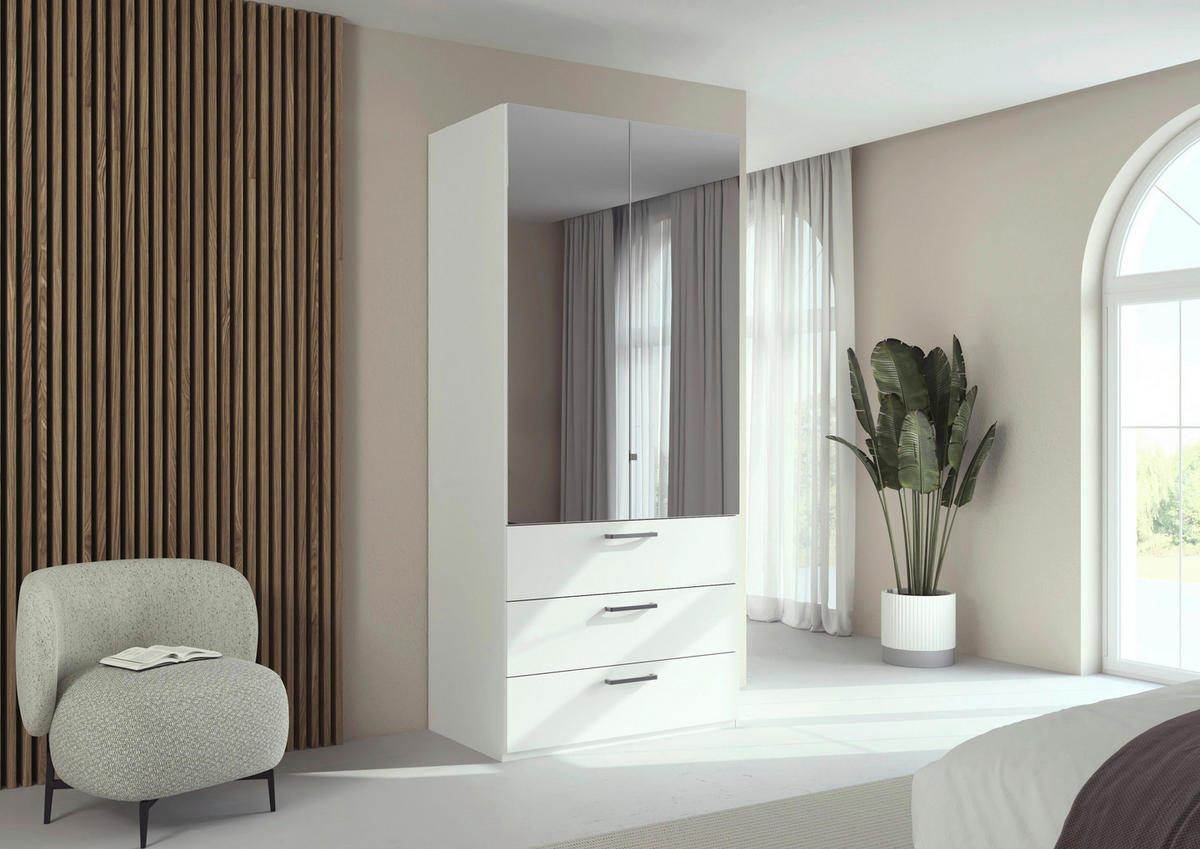 DREHTÜRENSCHRANK 101/235/61 cm,  in Weiß, 2-türig  - Chromfarben/Edelstahlfarben, Basics, Glas/Holzwerkstoff (101/235/61cm) - Novel