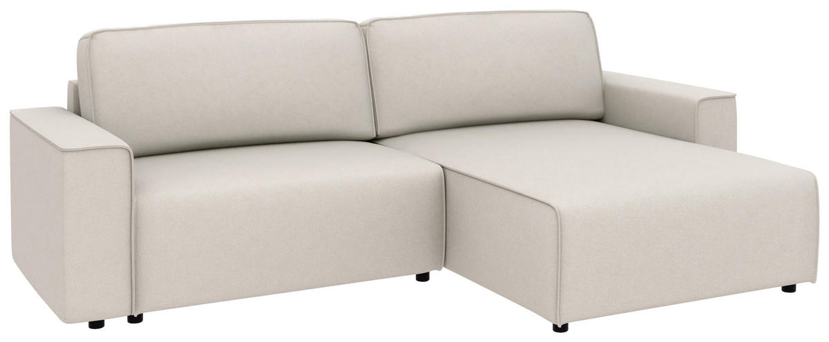 ECKSOFA in Struktur Sandfarben  - Sandfarben/Schwarz, Modern, Kunststoff/Textil (265/164cm) - Trendmanufaktur