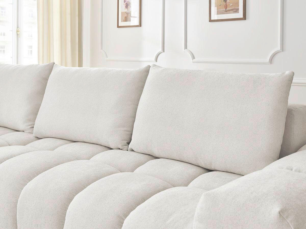 ECKSOFA Ottomane links  EVEREST Weiß Struktur  - Schwarz/Weiß, MODERN, Kunststoff/Textil (352/210cm) - Livetastic