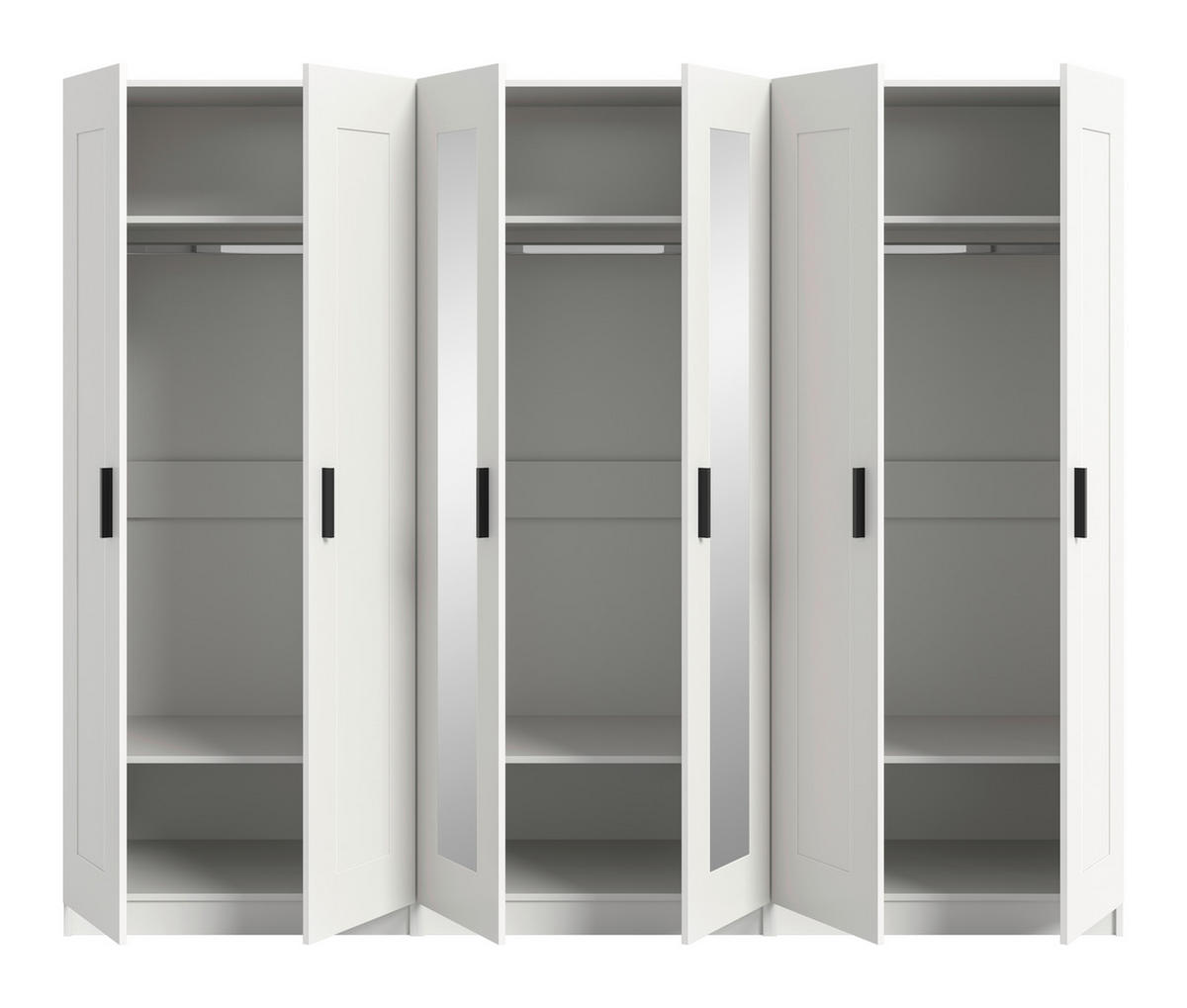 DREHTÜRENSCHRANK 240/194/56 cm,  in Weiß, 6 Tür(en)-türig  - Schwarz/Weiß, ROMANTIK / LANDHAUS, Holzwerkstoff/Kunststoff (240/194/56cm) - Livetastic
