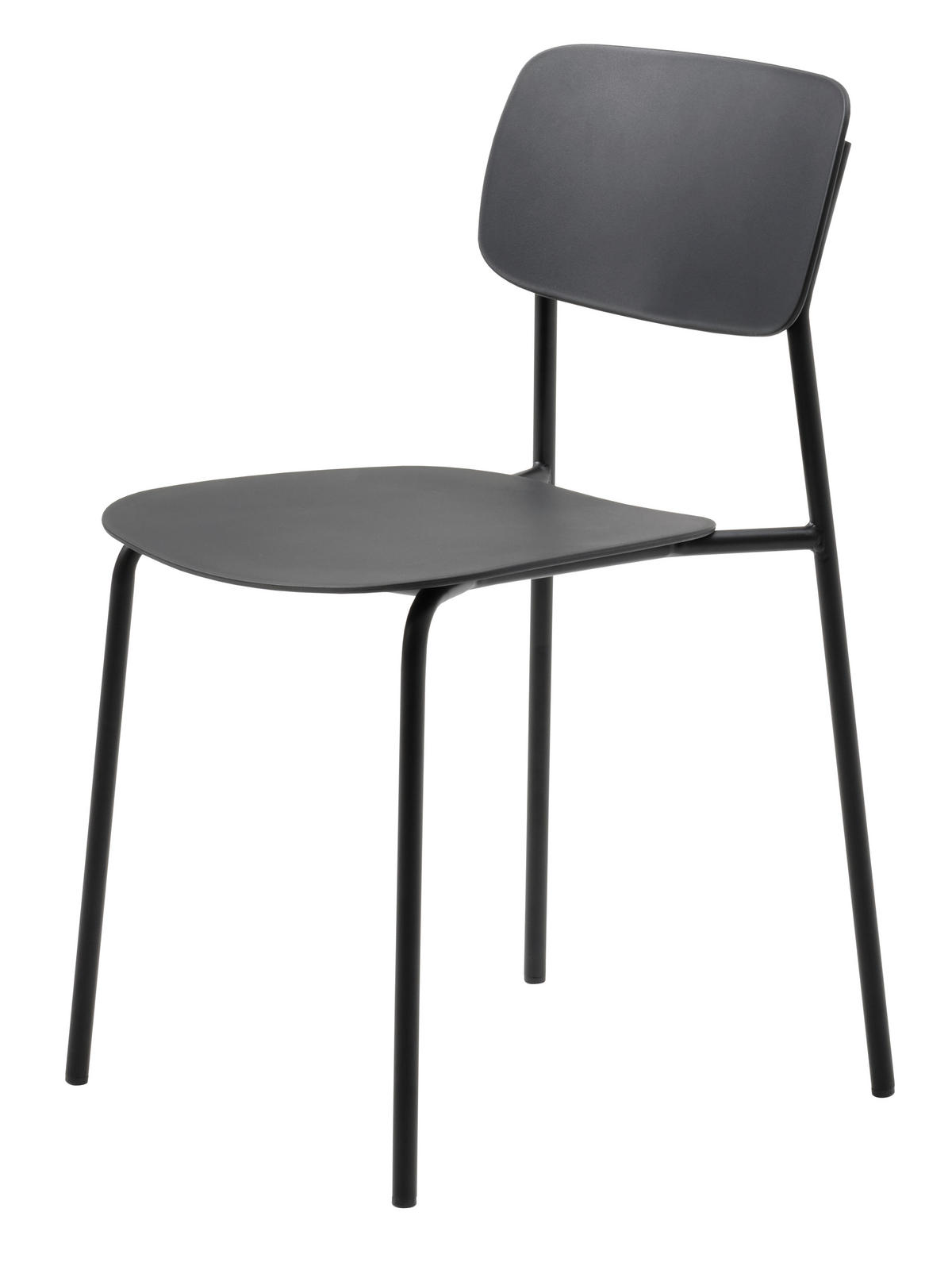 STOLSET 4 styck stapelbar, kan torkas av   - svart, Modern, metall/plast (43,5/79/61cm) - Livetastic