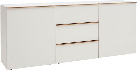 SIDEBOARD Hochglanz, lackiert, matt, Mattlack, Wasserlack Nussbaumfarben, Weiß - Nussbaumfarben/Weiß, Design, Holzwerkstoff (195/81/44cm) - Dieter Knoll