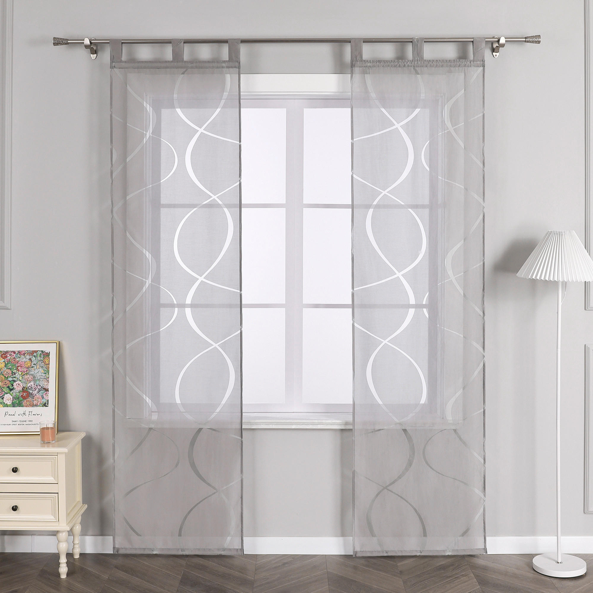 FLÄCHENVORHANG   transparent   57/225 cm  - Hellgrau, Basics, Textil (57/225cm)