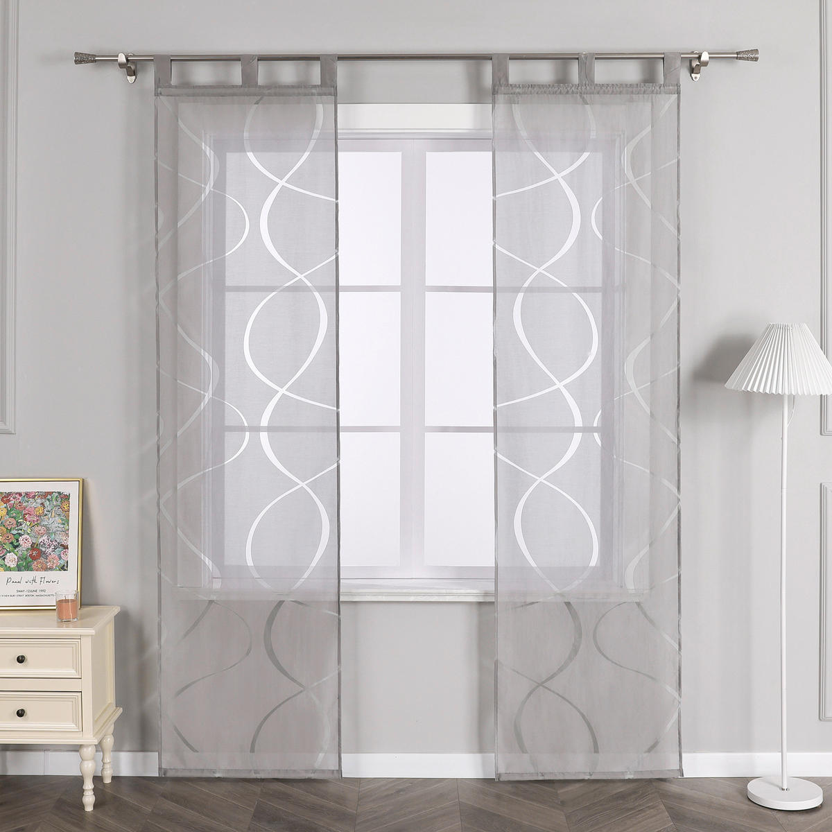 FLÄCHENVORHANG   transparent   57/225 cm  - Hellgrau, Basics, Textil (57/225cm)