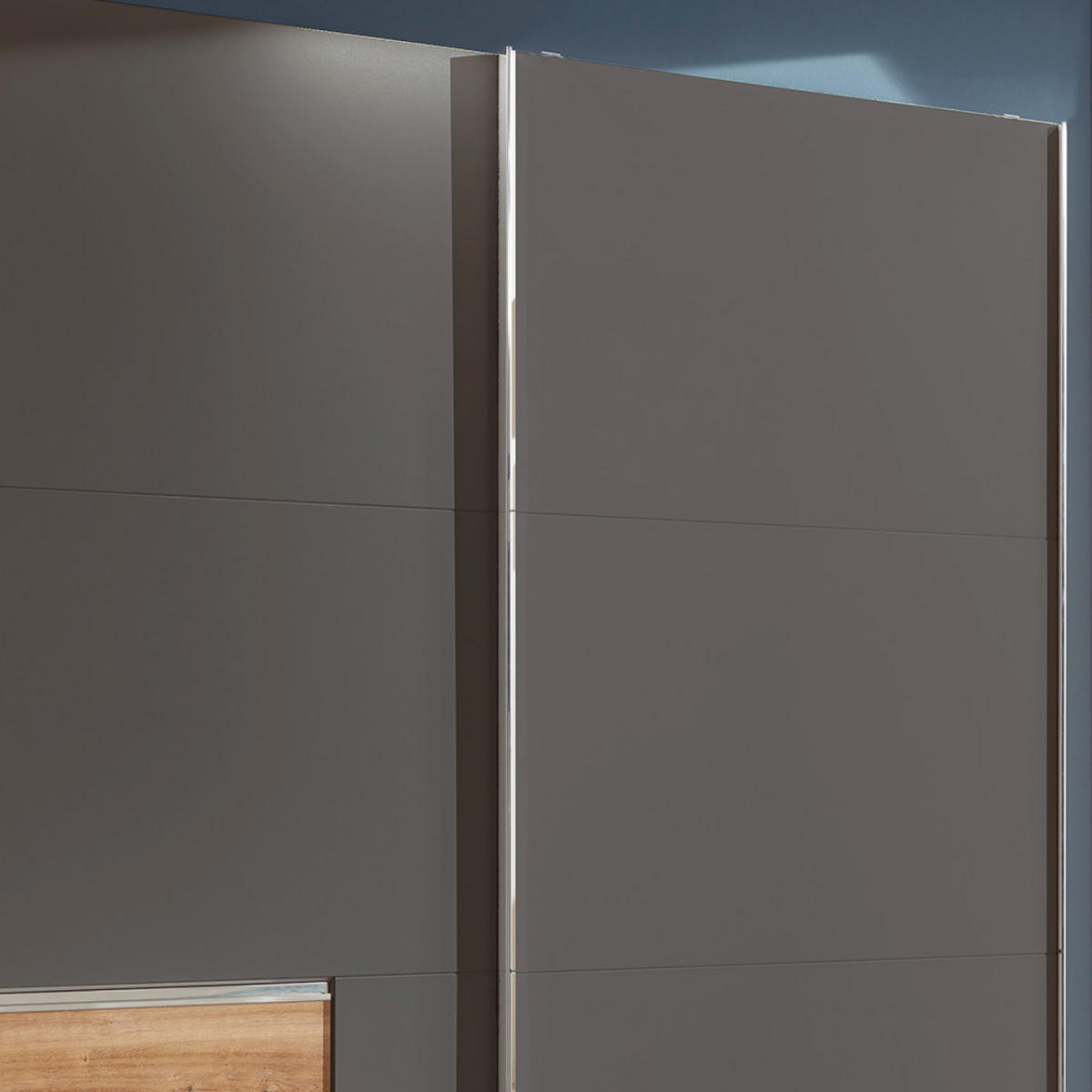 SCHWEBETÜRENSCHRANK in Graphitfarben, Eichefarben  - Chromfarben/Eichefarben, Modern, Holzwerkstoff/Metall (250/216/65cm) - MID.YOU