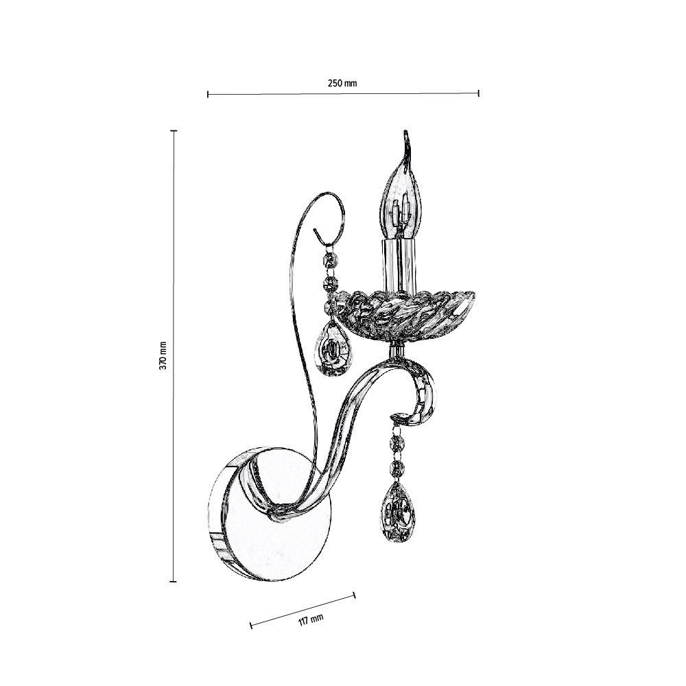 WANDLEUCHTE 37/12,5/25 cm   - KONVENTIONELL, Glas/Metall (37/12,5/25cm)