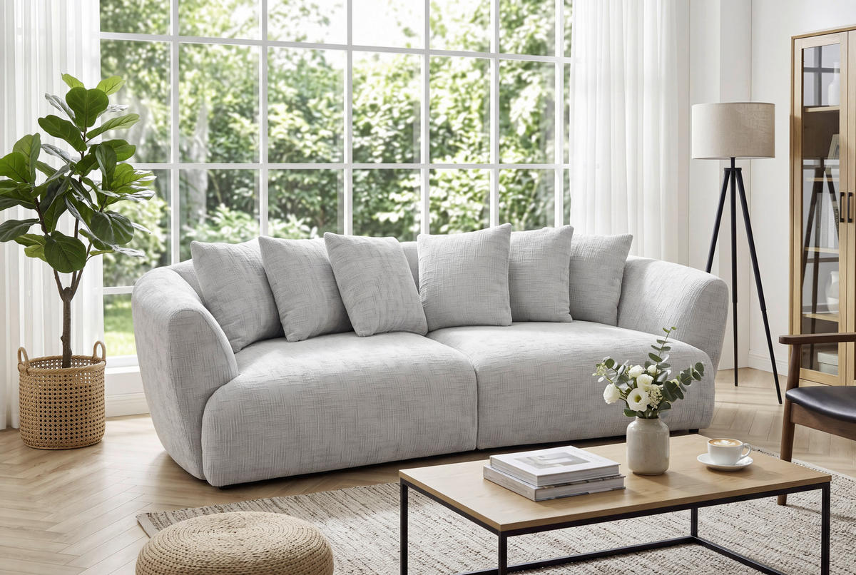 BIGSOFA Chenille Hellgrau  - Hellgrau, Design, Textil (240/79/118cm) - Carryhome