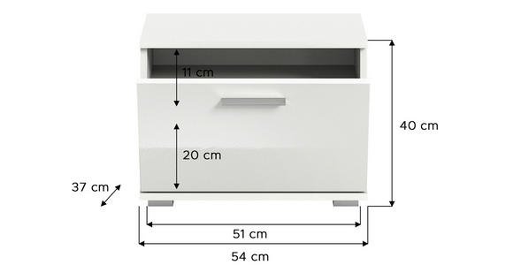 GARDEROBENBANK Weiß, Weiß Hochglanz  - Weiß Hochglanz/Silberfarben, Design, Kunststoff (55/40/37cm) - Xora