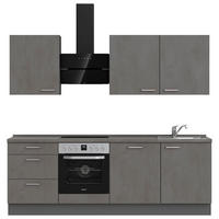 KÜCHENBLOCK 240 cm   in Schieferfarben  - Schieferfarben/Edelstahlfarben, MODERN, Holzwerkstoff/Metall (240cm) - Nobilia