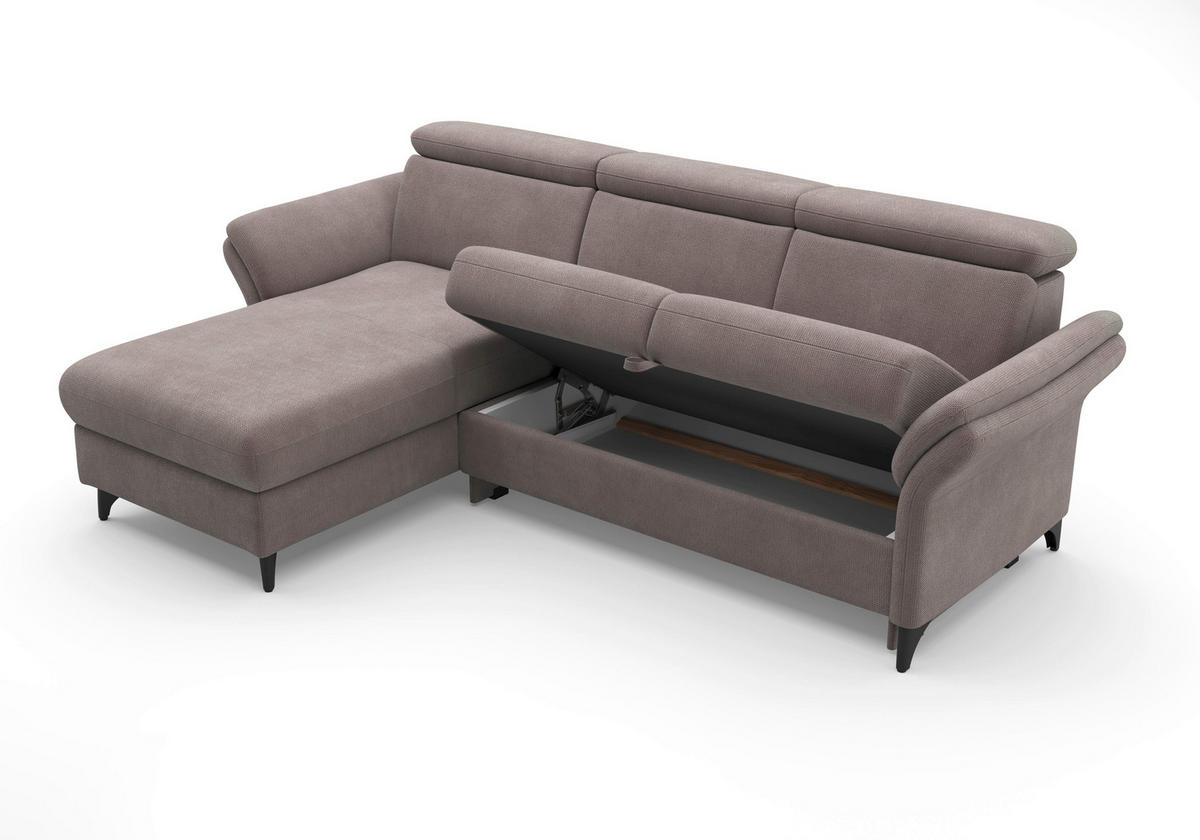 ECKSOFA GLENDALE E Taupe Flachgewebe  - Taupe/Schwarz, KONVENTIONELL, Textil/Metall (166/253cm) - Sit & More