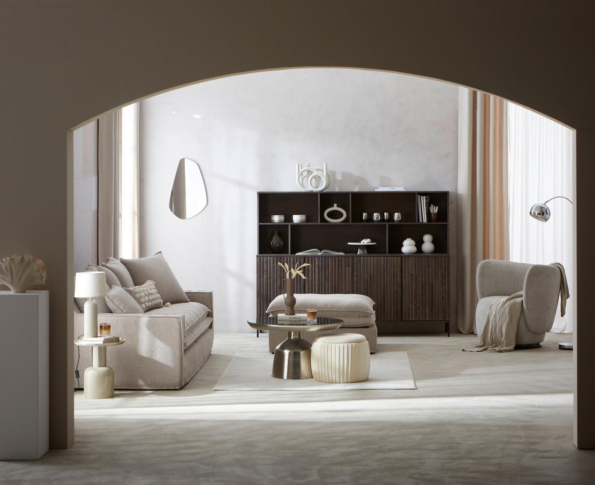 COCKTAILSESSEL in Flachgewebe Beige  - Hellbraun/Beige, Design, Textil/Metall (92/80/84cm) - Livetastic