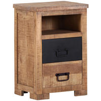 NACHTSCHRANK 43/65/38,5 cm Mangoholz massiv  - Schwarz/Naturfarben, LIFESTYLE, Holz (43/65/38,5cm) - Landscape