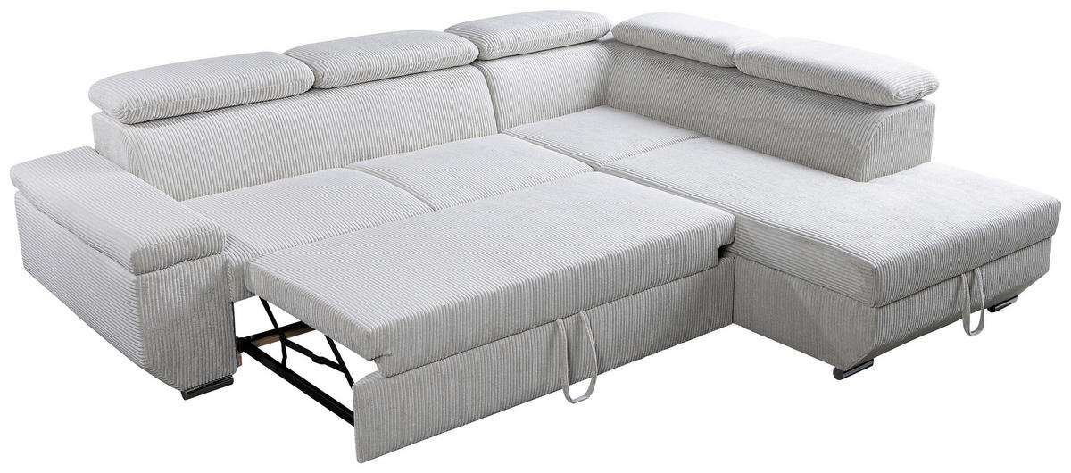 ECKSOFA LARS I Creme Cord  - Chromfarben/Creme, Design, Kunststoff/Textil (264/215cm) - Livetastic