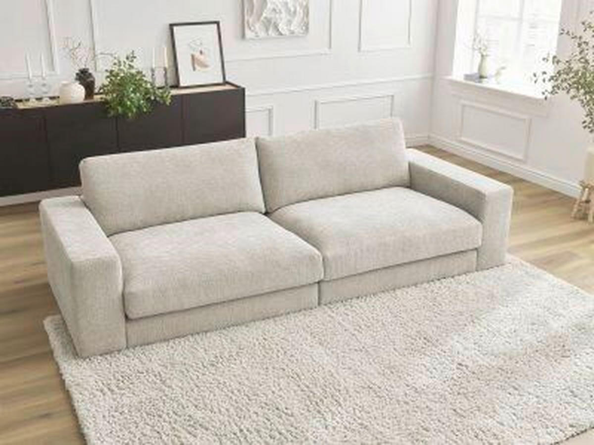 3-SITZER-SOFA LEONARD Struktur Beige  - Beige/Schwarz, MODERN, Kunststoff/Textil (234/109/77cm)