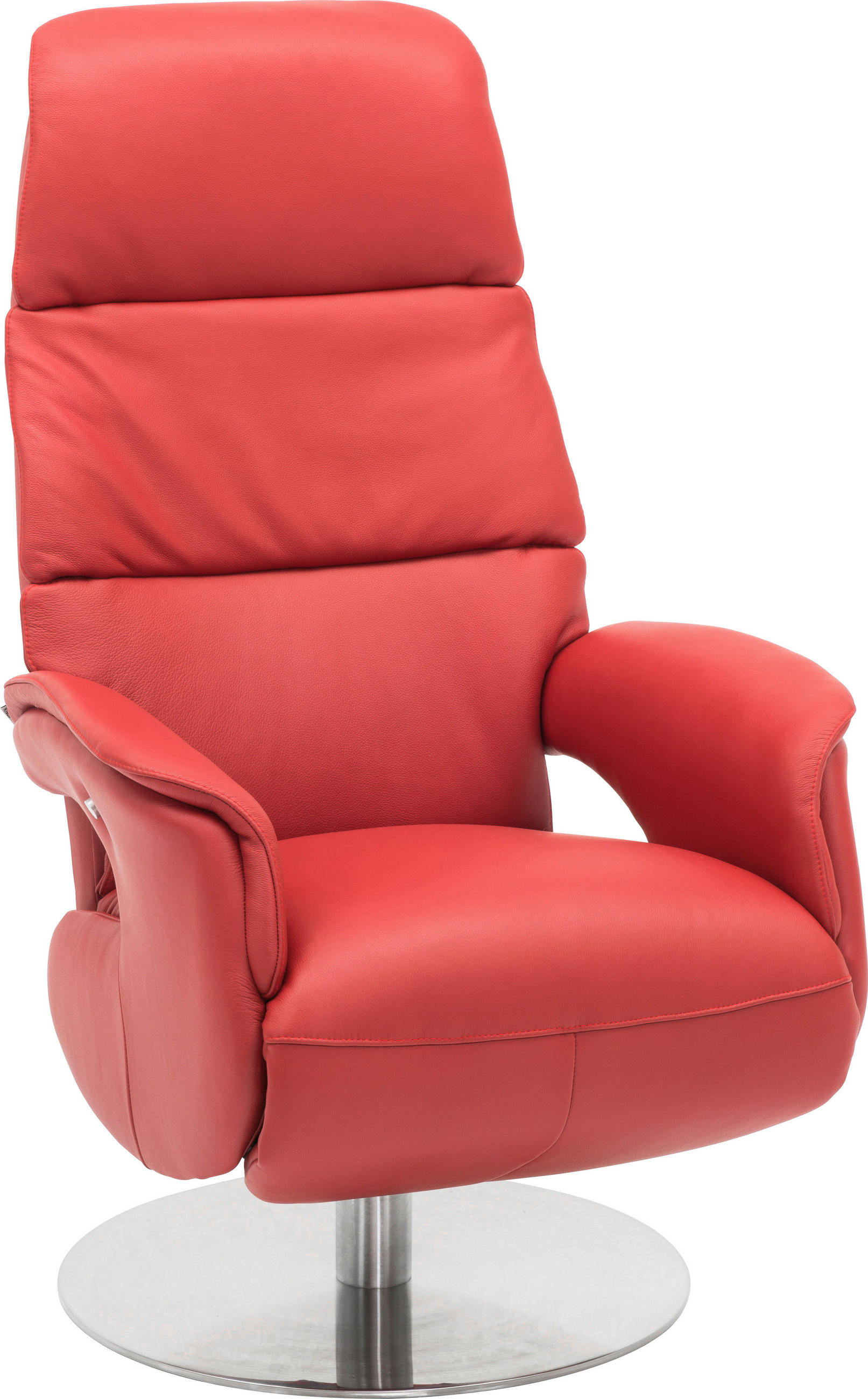 RELAXSESSEL Echtleder Relaxfunktion    - Rot, Design, Leder/Metall (71/112/80cm) - Welnova