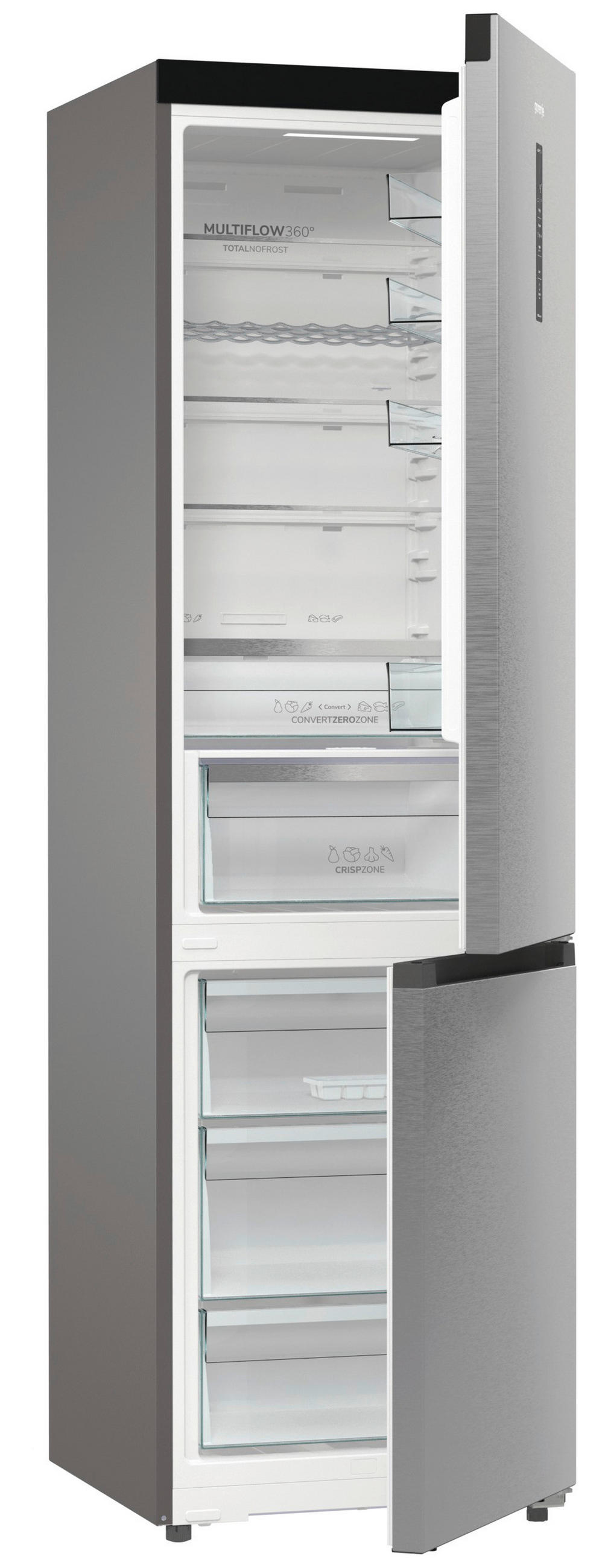 KÜHL-GEFRIER-KOMBINATION NRB620C61X4WFE  - Edelstahlfarben, Basics, Glas/Kunststoff (59,5/203/65,8cm) - Gorenje
