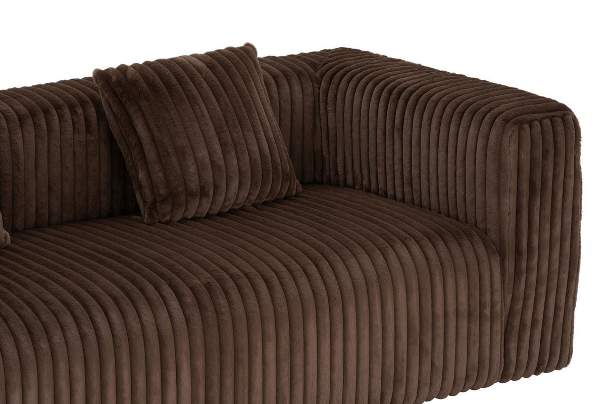 SOFA Cord Braun  - Schwarz/Braun, MODERN, Kunststoff/Textil (224/68/99cm) - MID.YOU
