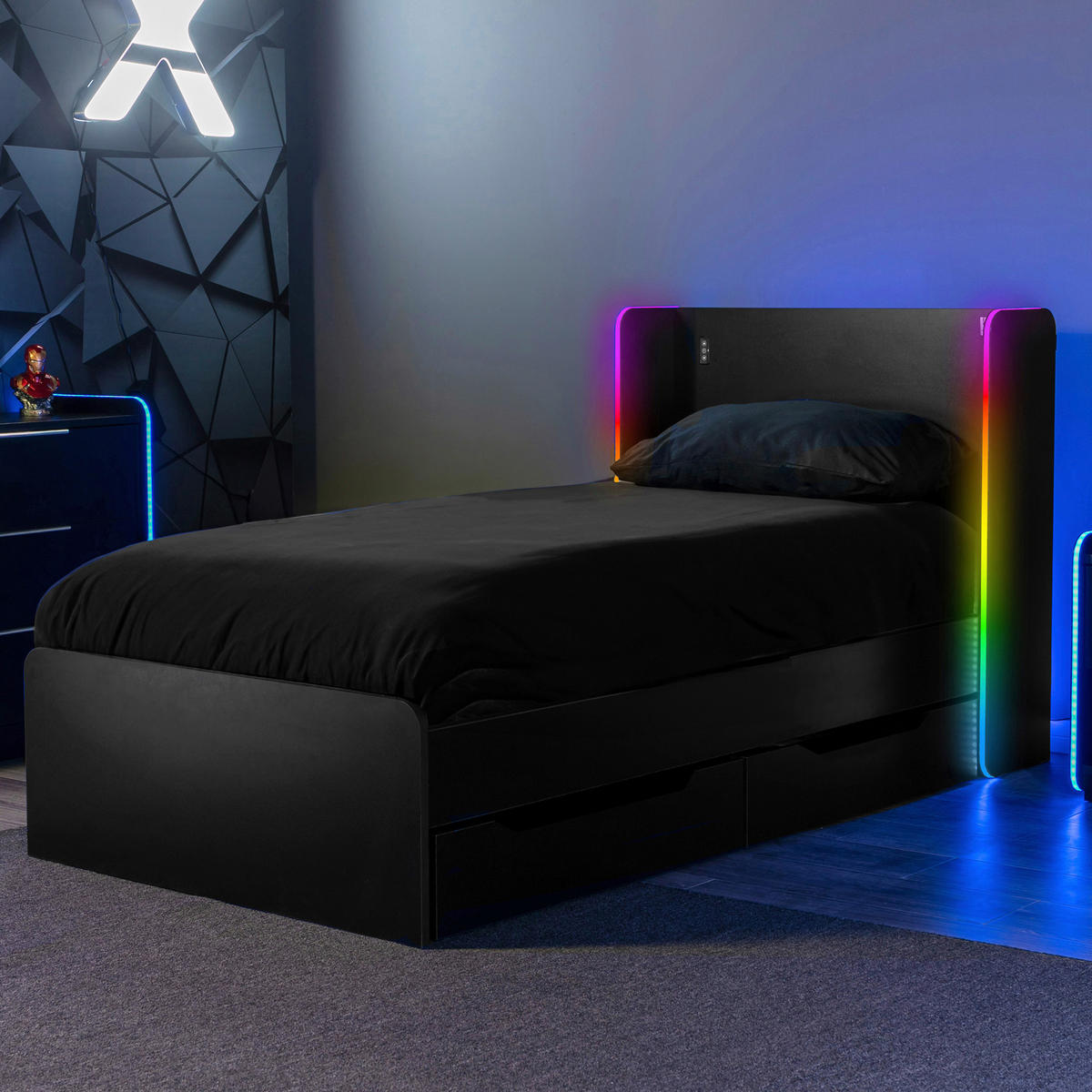 BETT 90/190 cm  in Schwarz  - Schwarz, MODERN, Holzwerkstoff (90/190cm) - X Rocker