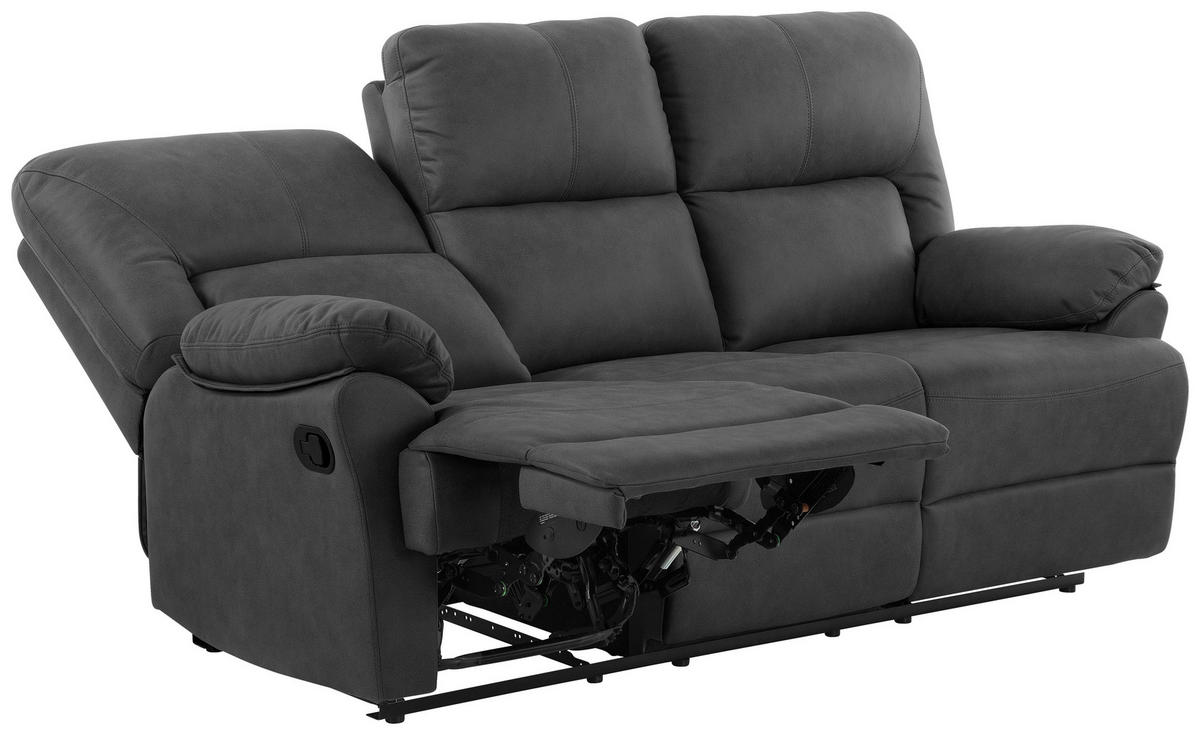 SITZGARNITUR Mikrofaser Grau  - Schwarz/Grau, KONVENTIONELL, Textil/Metall - Livetastic