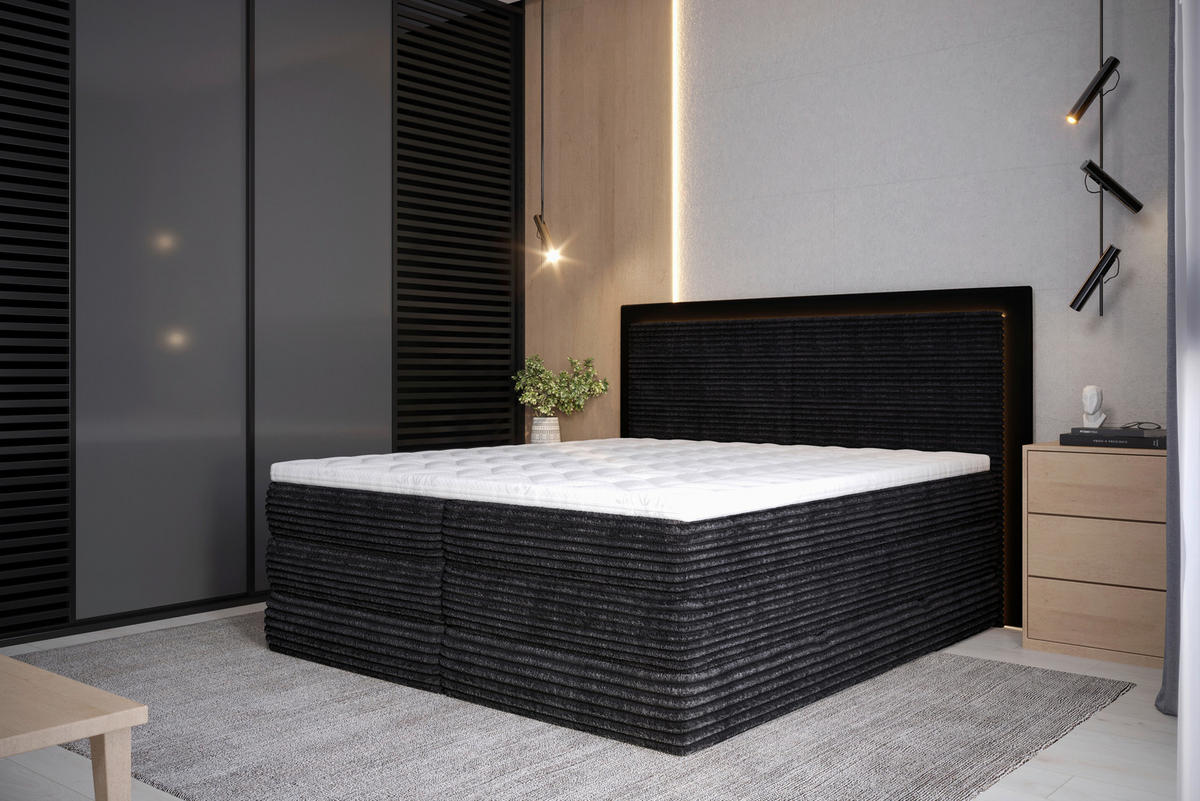 BOXSPRINGBETT 180/200 cm  in Schwarz  - Schwarz, Trend, Holz/Holzwerkstoff (180/200cm) - Boxxx