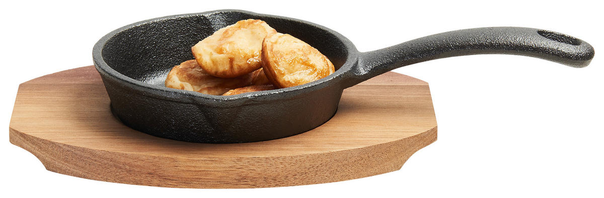 PÁNEV NA SMAŽENÍ   - černá/přírodní barvy, Basics, kov/dřevo (22,5/12,8/3cm) - Homeware Profession.