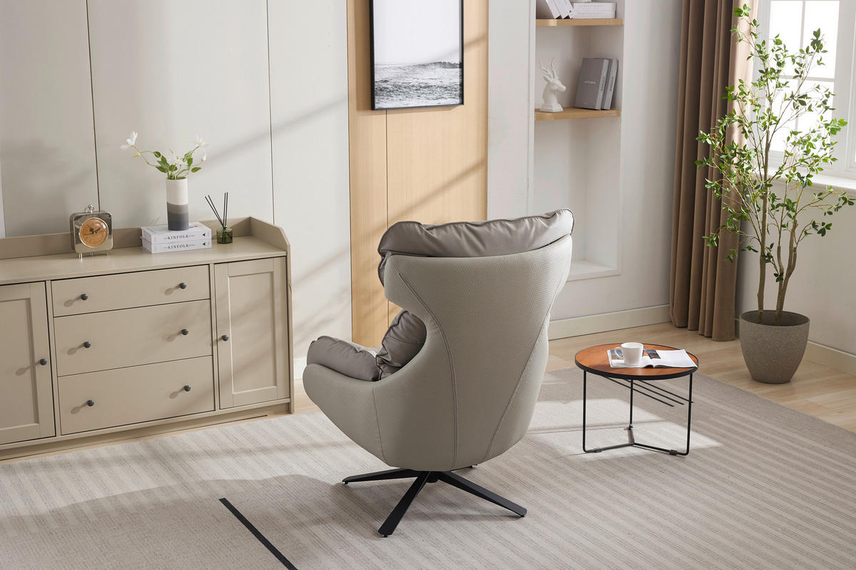 RELAXSESSEL Lederlook    - Taupe, MODERN, Textil (81/109/95cm) - MID.YOU